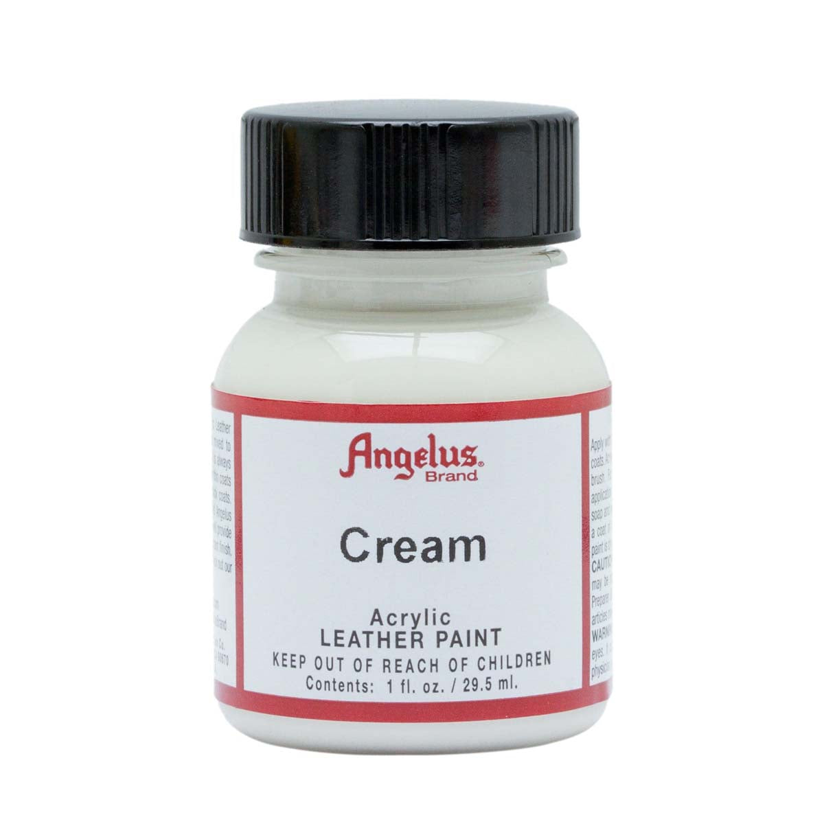 Peinture cuir acrylique Angelus couleur crème 29,5 ml, idéale pour la customisation de chaussures et accessoires en cuir.