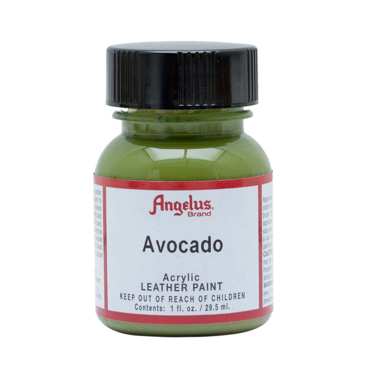 Peinture acrylique pour cuir Angelus, teinte Avocado, 29,5 ml, tube standard pour customisation et réparation de cuir.