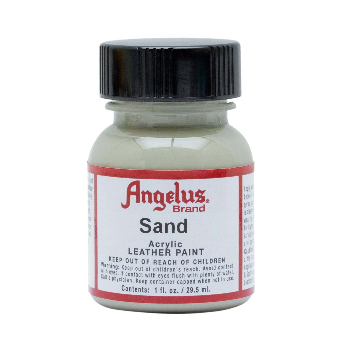 Peinture acrylique pour cuir Angelus, teinte Sand, 29,5 ml, peinture pour restaurer ou décorer des surfaces en cuir.