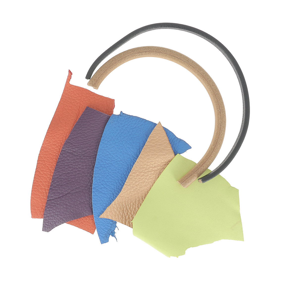 Échantillons de cuir Deco Cuir, collection de 7 échantillons pour choisir le cuir idéal, visibles en image.