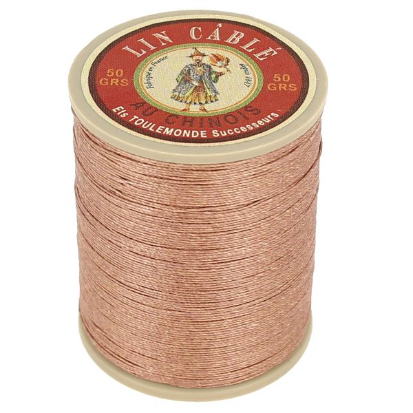 Bobine de 285m de fil de lin câblé glacé AU CHINOIS Daim 330, vue de dos, pour couture et mercerie.