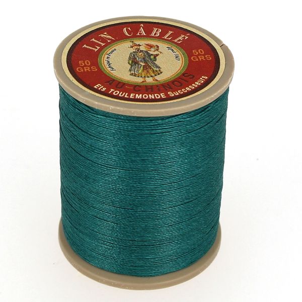 Bobine de 133m de fil de lin câblé glacé AU CHINOIS Paon 750, mercerie pour couture et broderie.