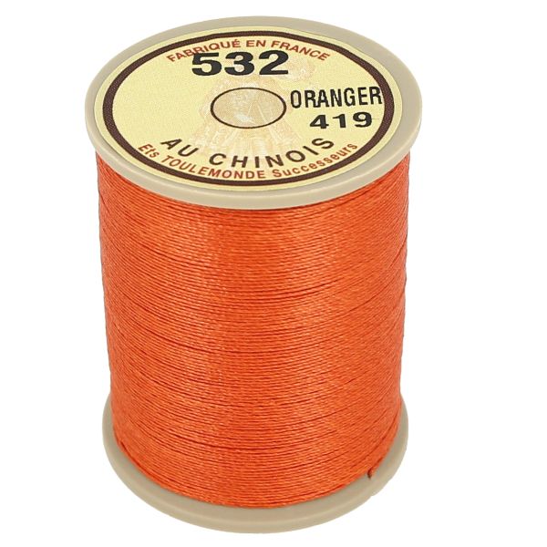 Bobine de 250m de fil de lin câblé glacé AU CHINOIS couleur orange 532, mercerie pour couture et décoration