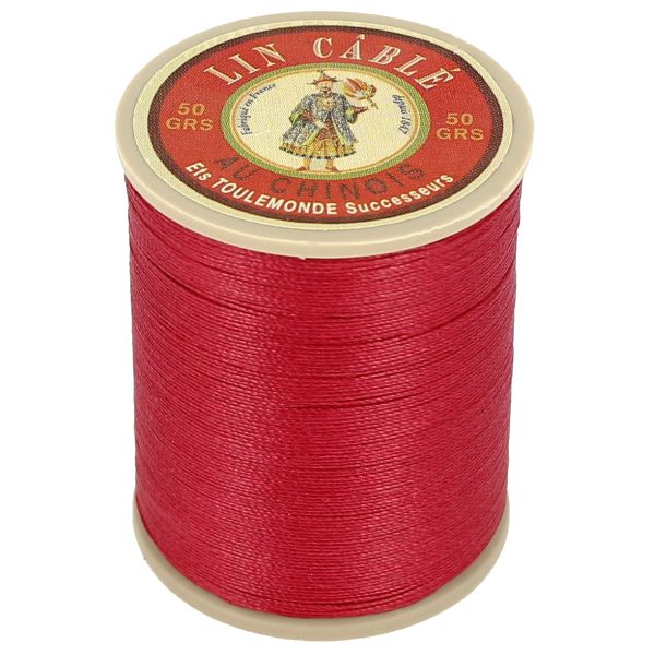 Bobine de 133m de fil de lin câblé glacé rouge 128 de la marque Fil au Chinois, vue verso