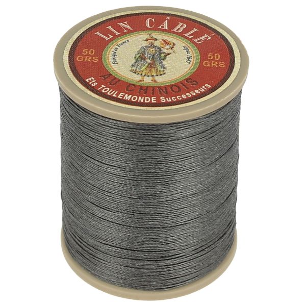 Fil de lin câblé glacé de 133m de la marque Fil au Chinois, couleur Ardoise 872, vue côté verso.