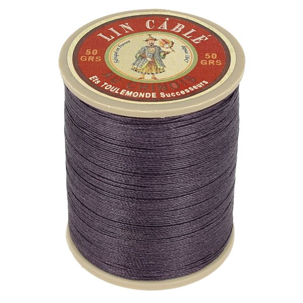 Fil de lin câblé glacé AU CHINOIS, bobine de 133m couleur aubergine pour mercerie, modèle 346.