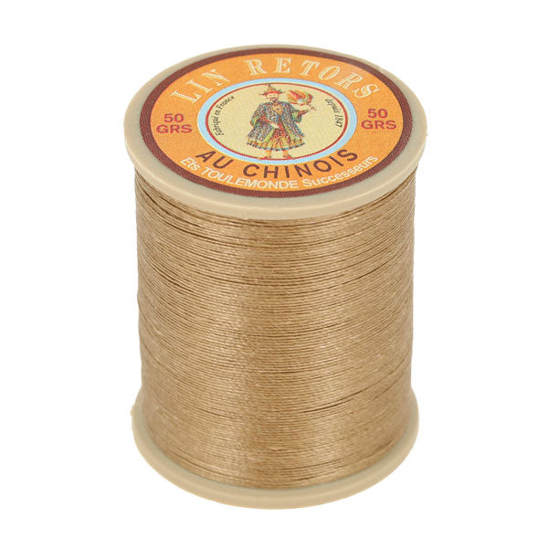 Bobine de 266m de fil de lin AU CHINOIS, mercerie, n°24, couleur beige, fil retors extra glacé.