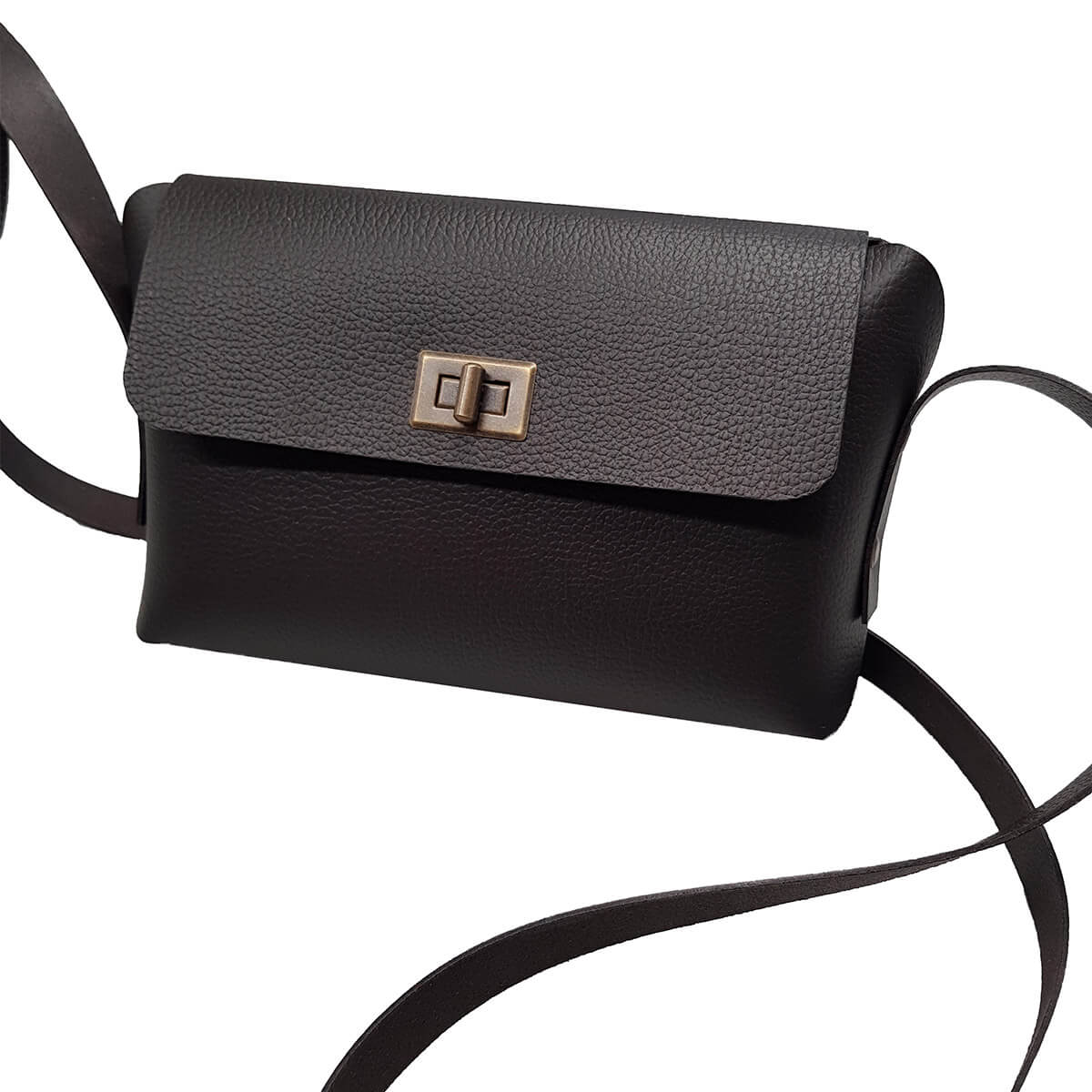 Kit complet pour créer une pochette en cuir tannage végétal marron foncé, par Deco Cuir, pour projets DIY et créations artisanales.
