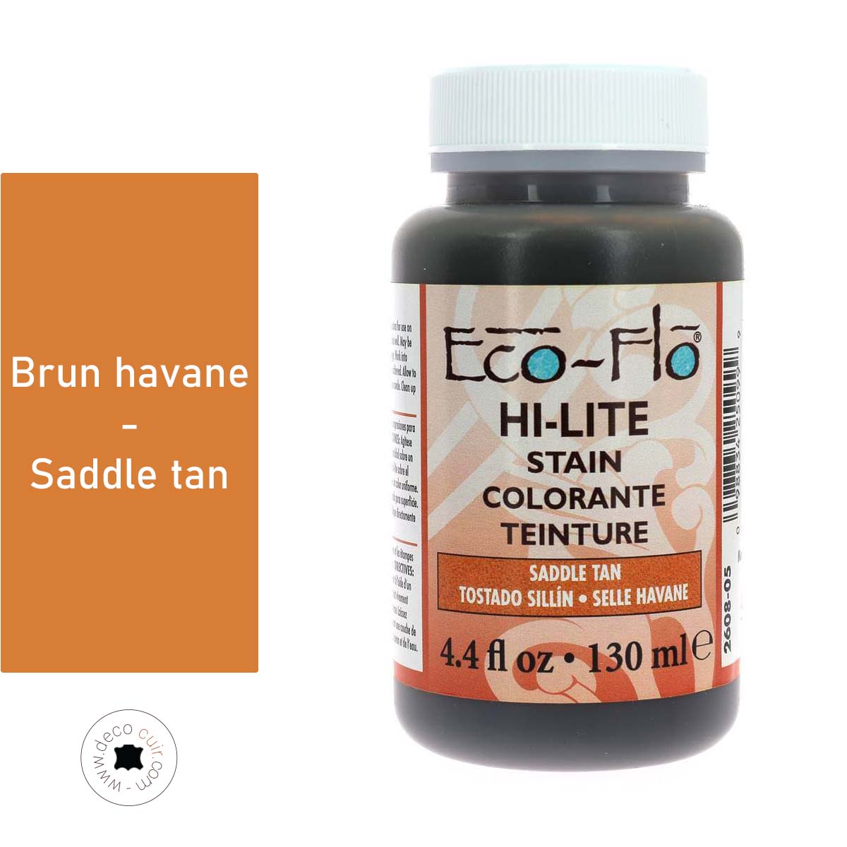 Teinture pour repoussage Hi-Lite Eco-Flo Tandy Leather, 130ml, Brun Havane/Saddle Tan, liquide pour cuir naturel.