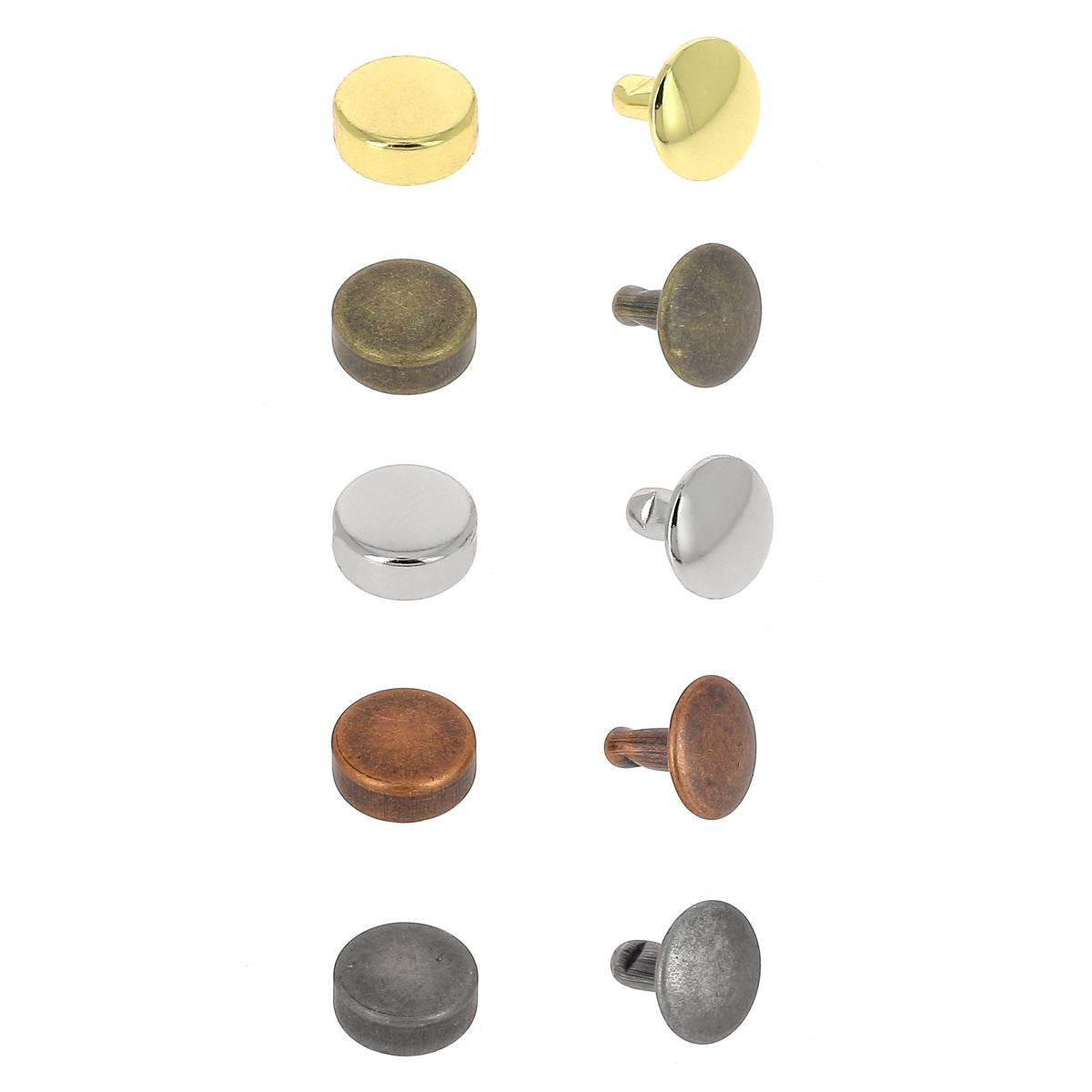 Lot de 100 rivets moyens en acier à double calotte, tête plate, 9mm, accessoires de fixation de la marque Ivan