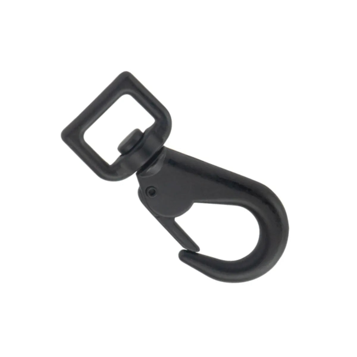 Mousqueton tournant en laiton noir mat de 19mm, boucle de fixation robuste pour accessoires et équipement.