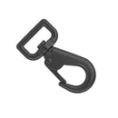 Gros mousqueton tournant en laiton noir mat, boucle en bouclerie de 25 mm pour fixation durable et sécurisée.