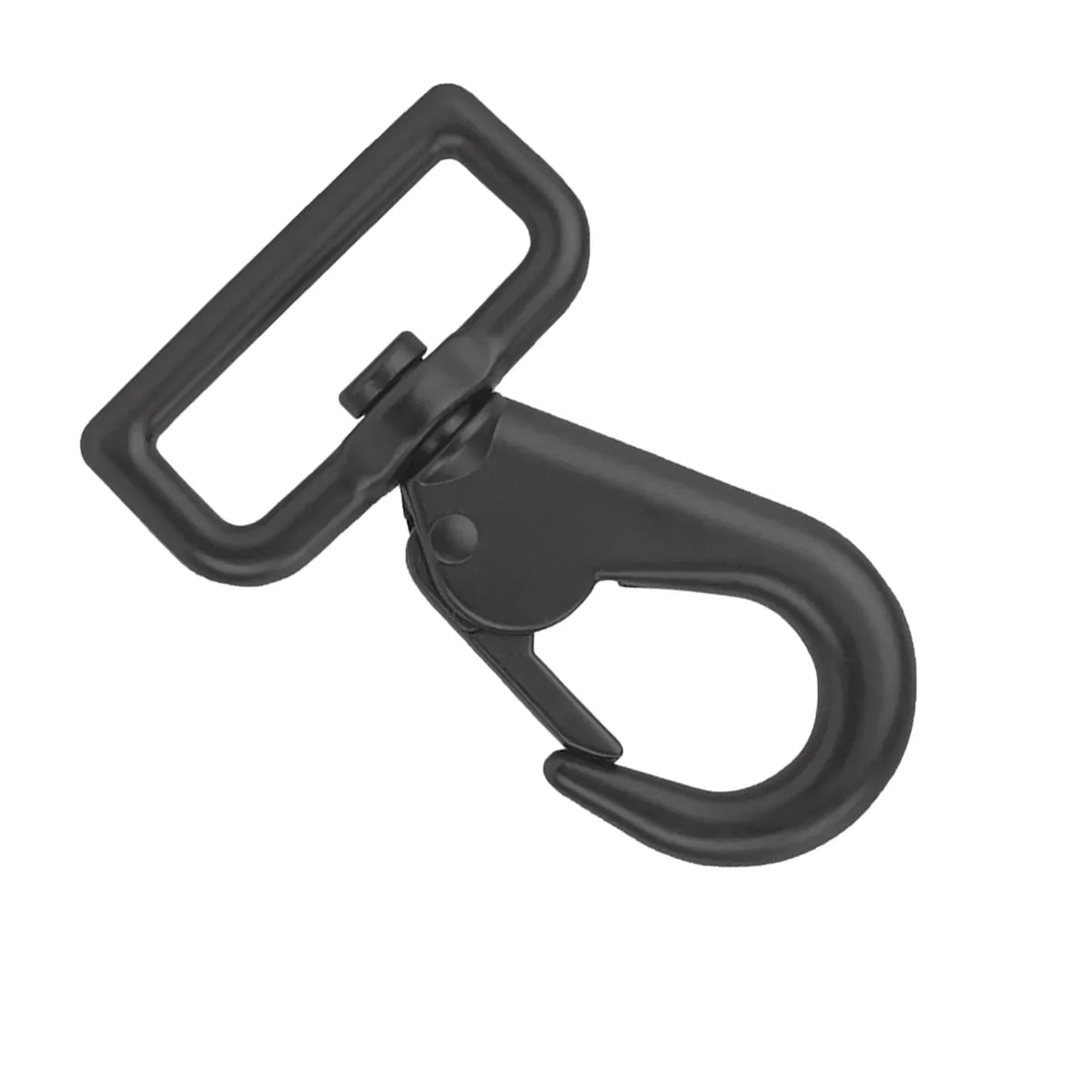 Mousqueton tournant en laiton noir mat de 38 mm, bouclerie solide pour fixation sécurisée et résistante.