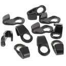 Lot de 10 crochets à lacet en bouclerie noire, parfaits pour fixation et ajustement de cordons ou lacets.