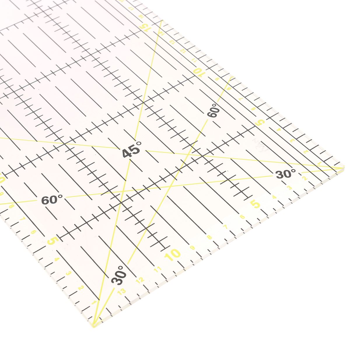 Règle de couture en acrylique Ivan, outil de mesure transparent avec graduations pour couture précise.