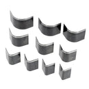 Ensemble de 10 emporte-pièces coins arrondis Ivan pour découpe ou pressage, en acier robuste, image montrant les outils en action.