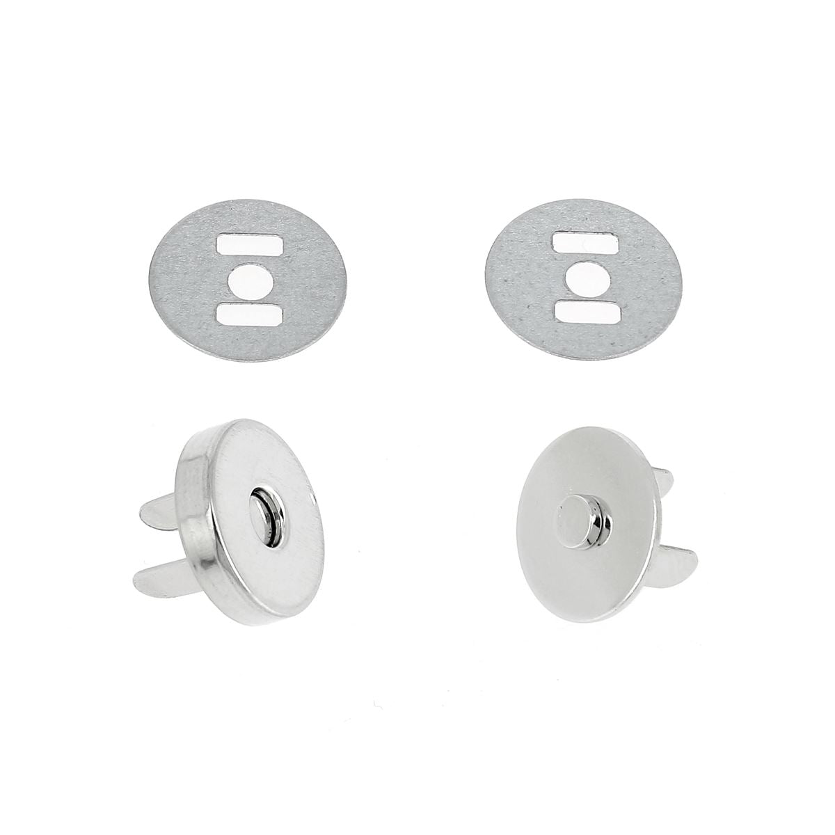 Fermoir TOP magnétique rond pour accessoires, de couleur noire, en métal, avec mécanisme de fixation solide.