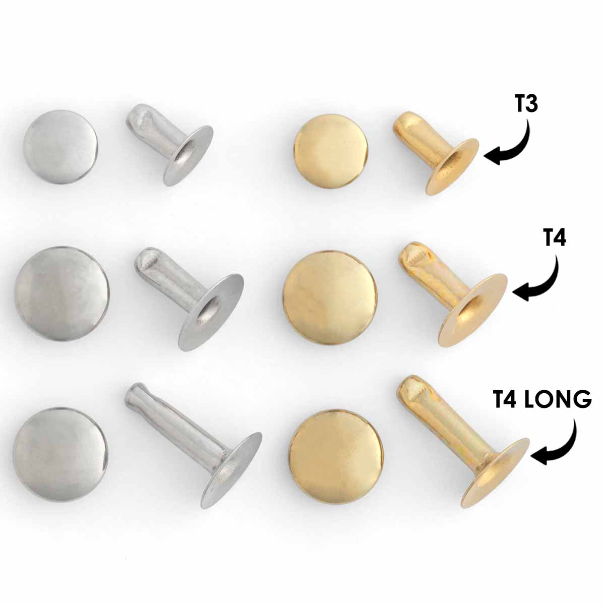 Kit de 60 rivets en acier et outils de pose Tandy Leather, rivets T3, T4 et T4 LONG pour accessoires en cuir.