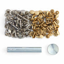 Kit de 60 rivets en acier Tandy Leather avec outils de pose pour T3, T4 et T4 Long, accessoires pour cuir et maroquinerie.