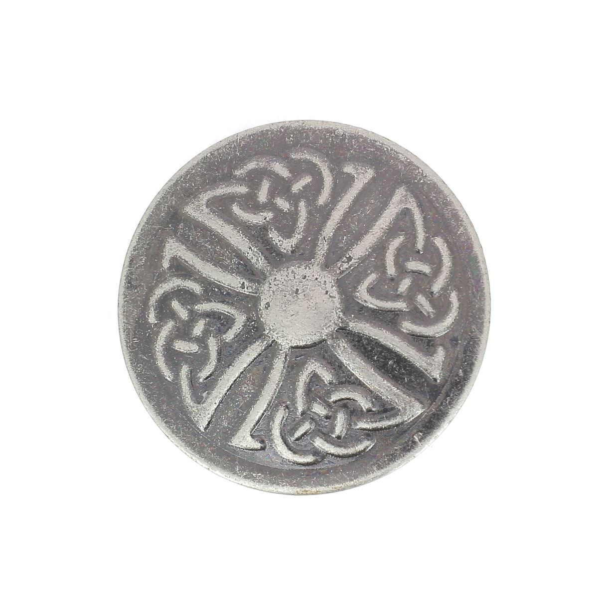 Concho rond à riveter Tandy Leather, 25mm en argent vieilli, accessoire celtique pour cuir, finition élégante et détaillée.