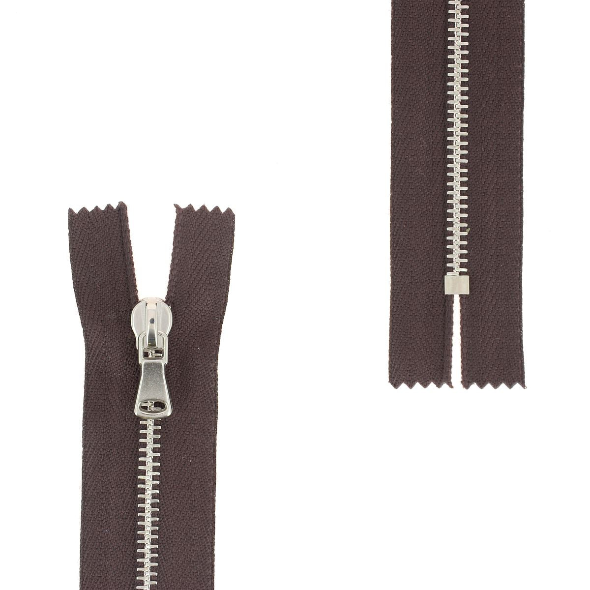 Fermeture à glissière en métal de 4mm de large, nickelée, pour vêtements et accessoires, fabriquée par SUPRA.