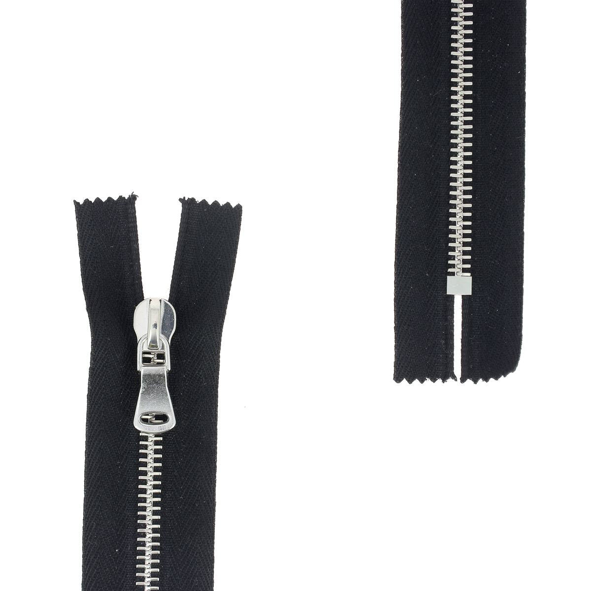 Fermeture à glissière en métal de 6 mm de couleur nickelée, pour couture et mercerie, par la marque SUPRA.
