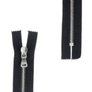 Fermeture à glissière en métal de 6 mm de couleur nickelée, pour couture et mercerie, par la marque SUPRA.