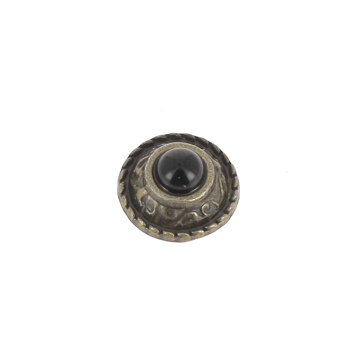 Bouton à visser rond Tomi de 12mm, accessoire de mode en métal noir, avec finition lisse et design élégant.