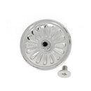 Concho à visser rond Pâquerette de 26mm en nickelé, accessoire pour bijoux ou maroquinerie, avec motif floral délicat.