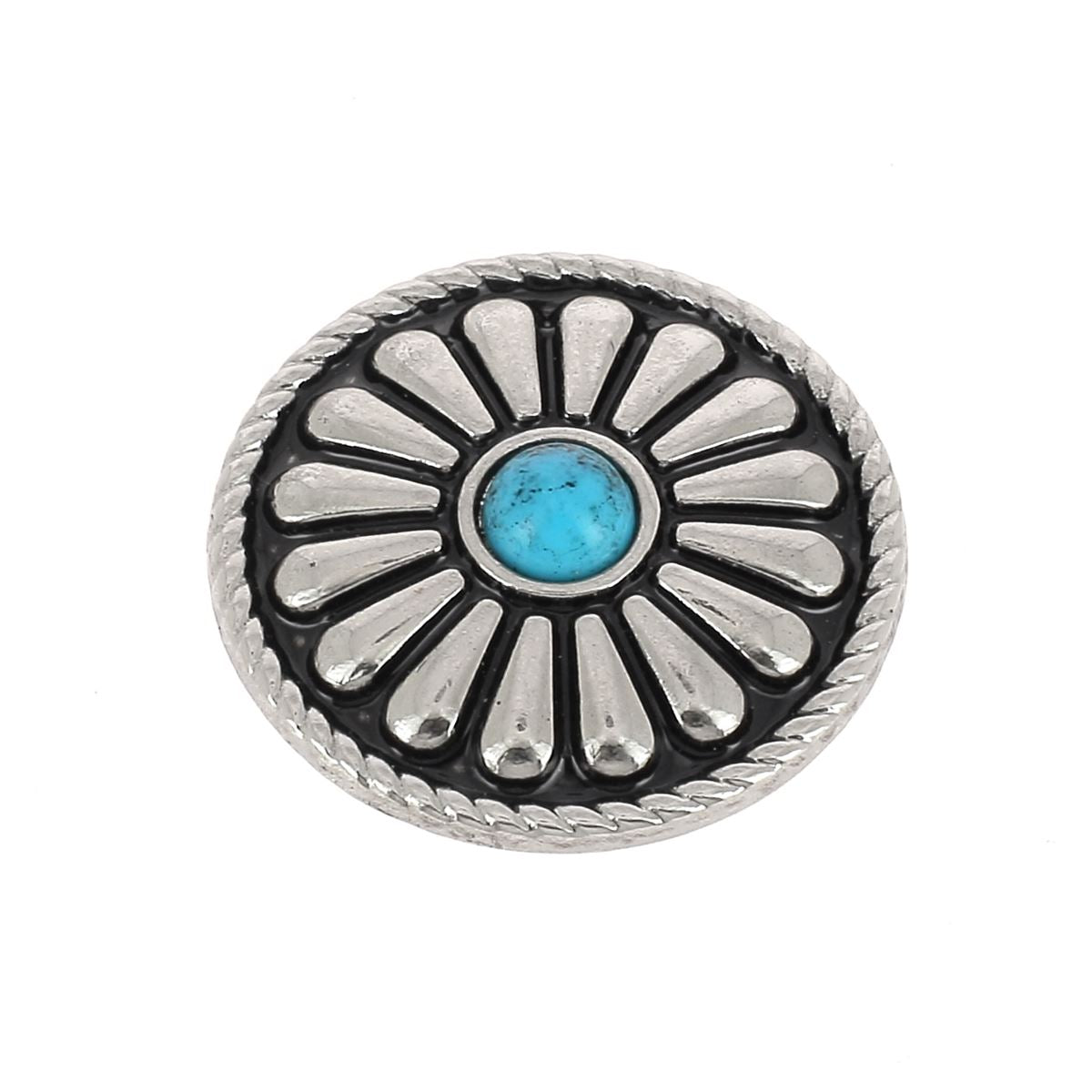 Concho à visser rond Pâquerette de 26mm en nickelé, accessoire pour bijoux ou vêtements, de marque Autres.