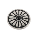 Concho à visser rond Pâquerette de 26 mm en nickelé, accessoire pour bijoux ou vêtements, finition coloris noir.