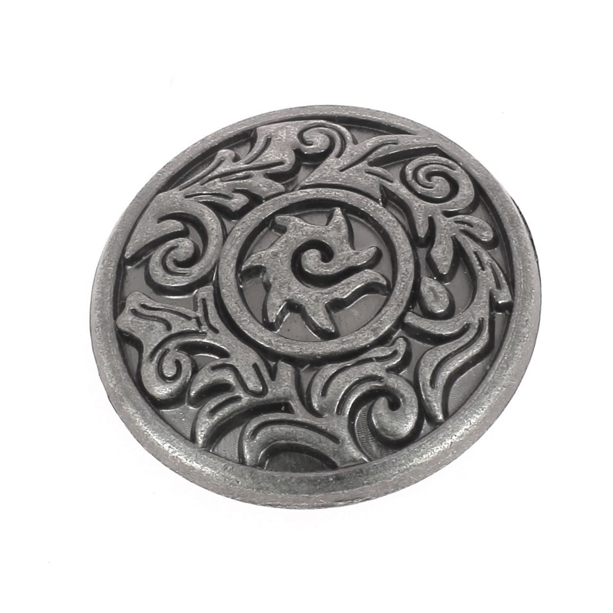 Concho rond Viking à visser de 31 mm, accessoire en métal pour cuir, finition métallique, design simple et robuste.