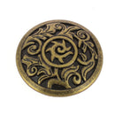 Concho à visser rond Viking de 31 mm, accessoire en métal avec fixation à vis, finition simple et robuste.