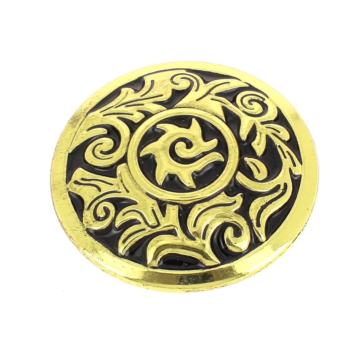 Concho à visser rond Viking de 31mm, accessoire en métal pour ceinture ou vêtement, finition robuste et design traditionnel.