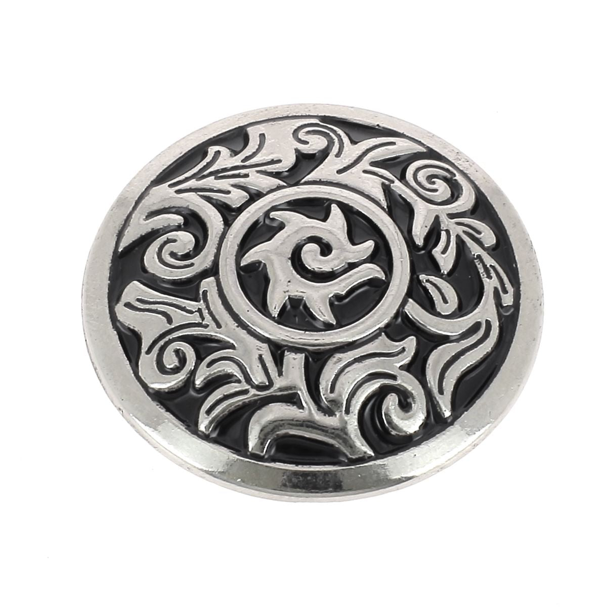 Concho rond Viking à visser de 31mm, accessoire en métal pour cuir ou artisanat, finition en nickel.