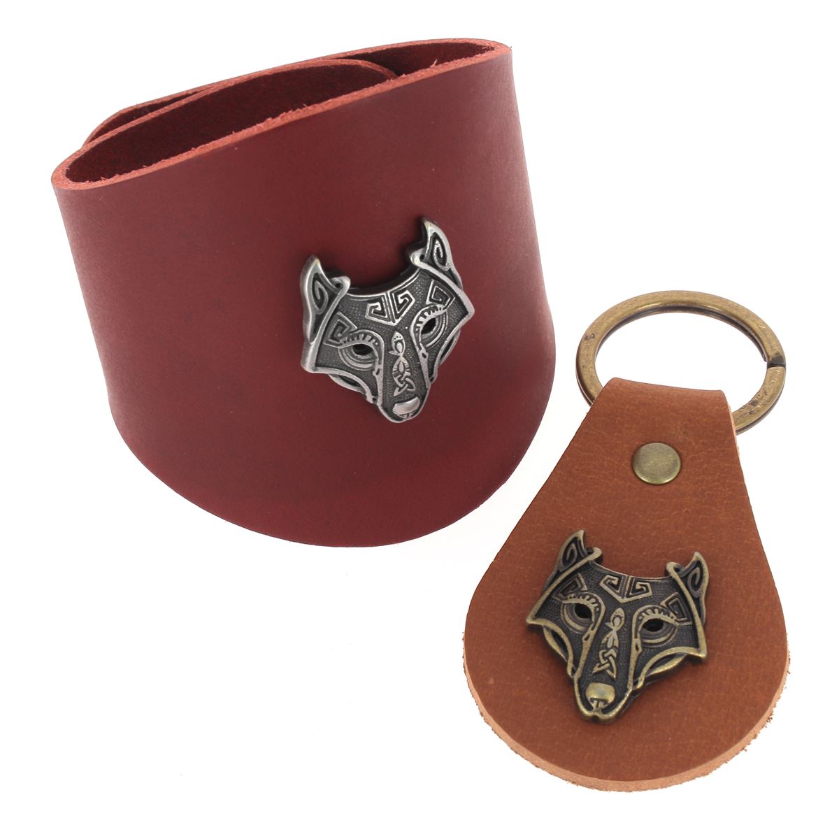 Concho à visser Loup Viking Ivan, 25x30mm, accessoire en métal avec motif de masque de loup viking.