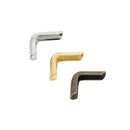Pièces en métal arrondies de 12x12 mm, accessoires pour bijoux, finition métallique, vue de face sur fond clair.