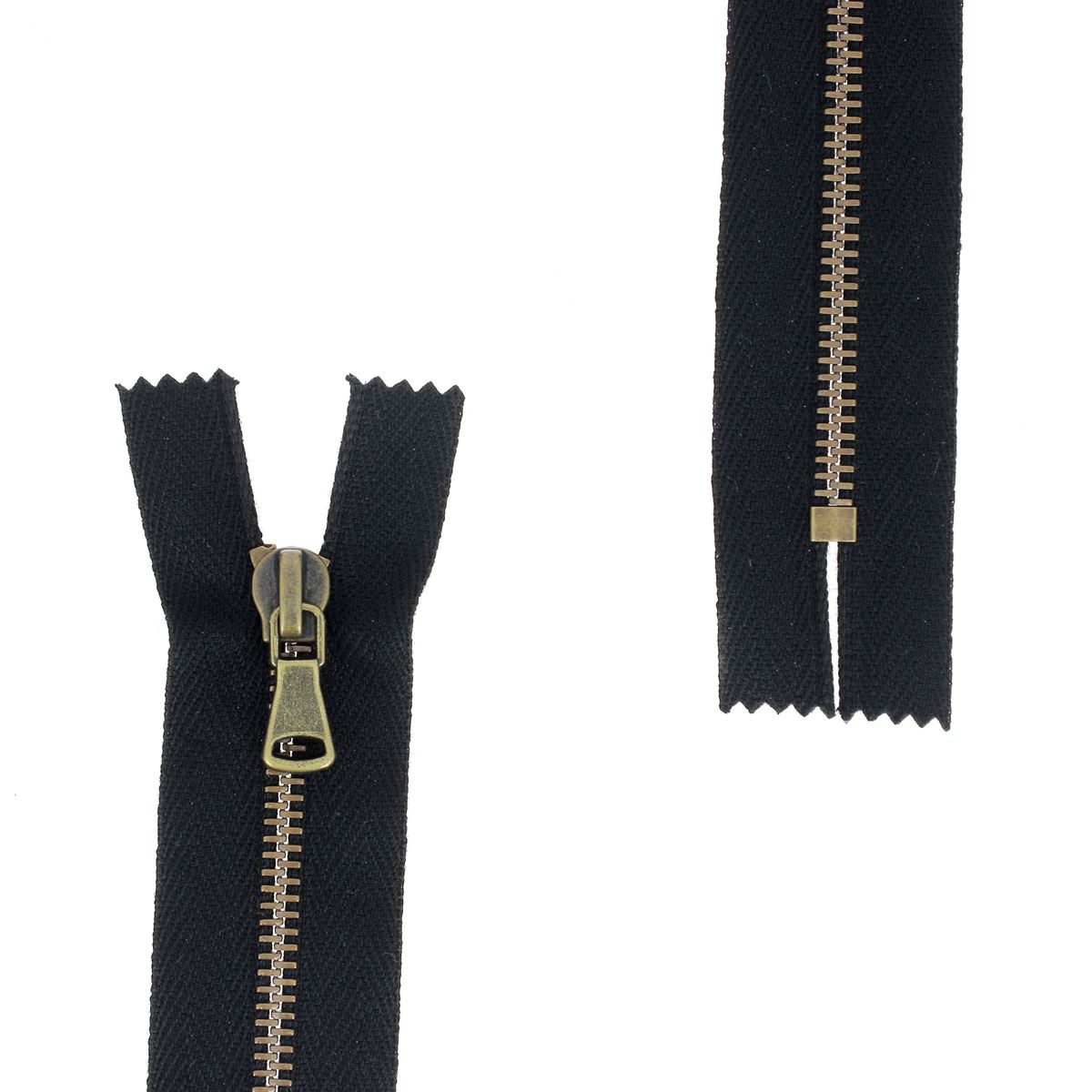 Fermeture à glissière en métal de 4 mm, marque SUPRA, en laiton vieilli, pour mercerie et couture.