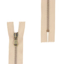 Fermeture à glissière en métal 4mm SUPRA en laiton vieilli, pièce de mercerie pour vêtements ou accessoires.