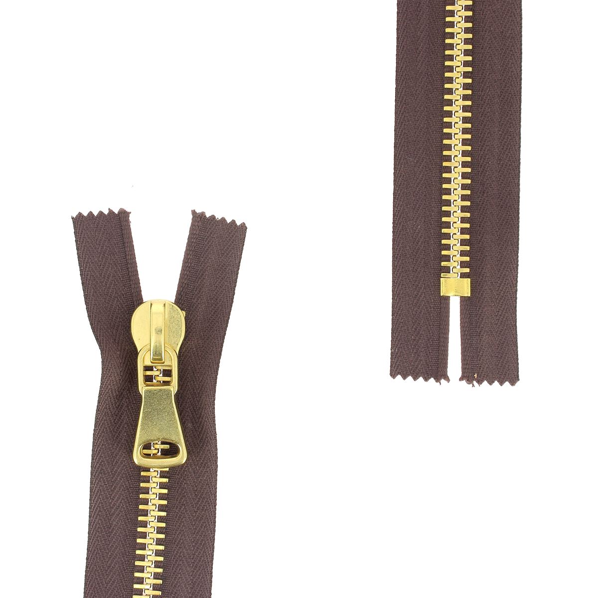 Fermeture à glissière en métal 8mm de marque SUPRA, en laiton, pour vêtements et accessoires de mercerie.