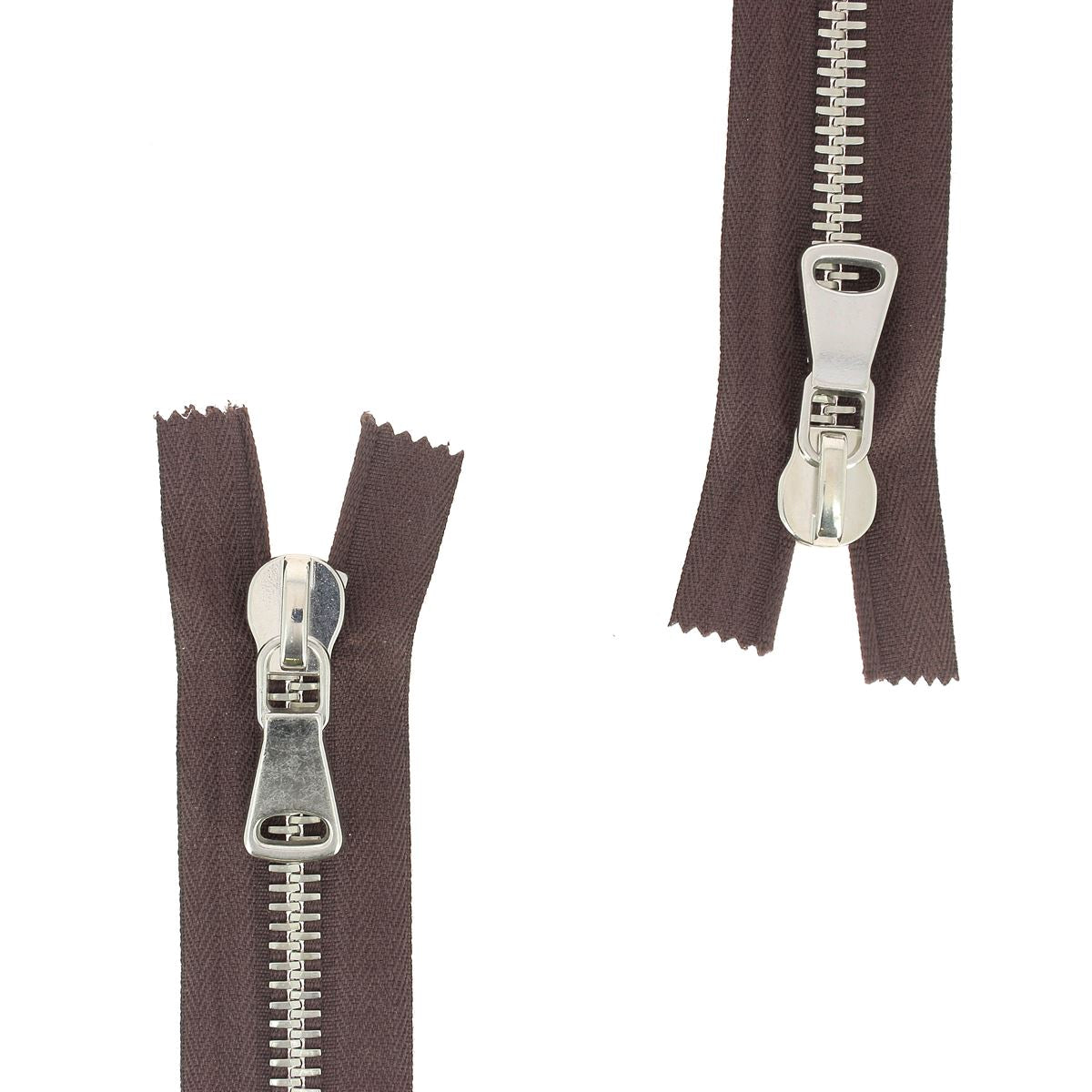 Fermeture à glissière double curseur en métal de 8 mm de marque SUPRA, nickelée, pour couture et vêtements.