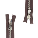 Fermeture à glissière double curseur en métal de 8 mm de marque SUPRA, nickelée, pour couture et vêtements.