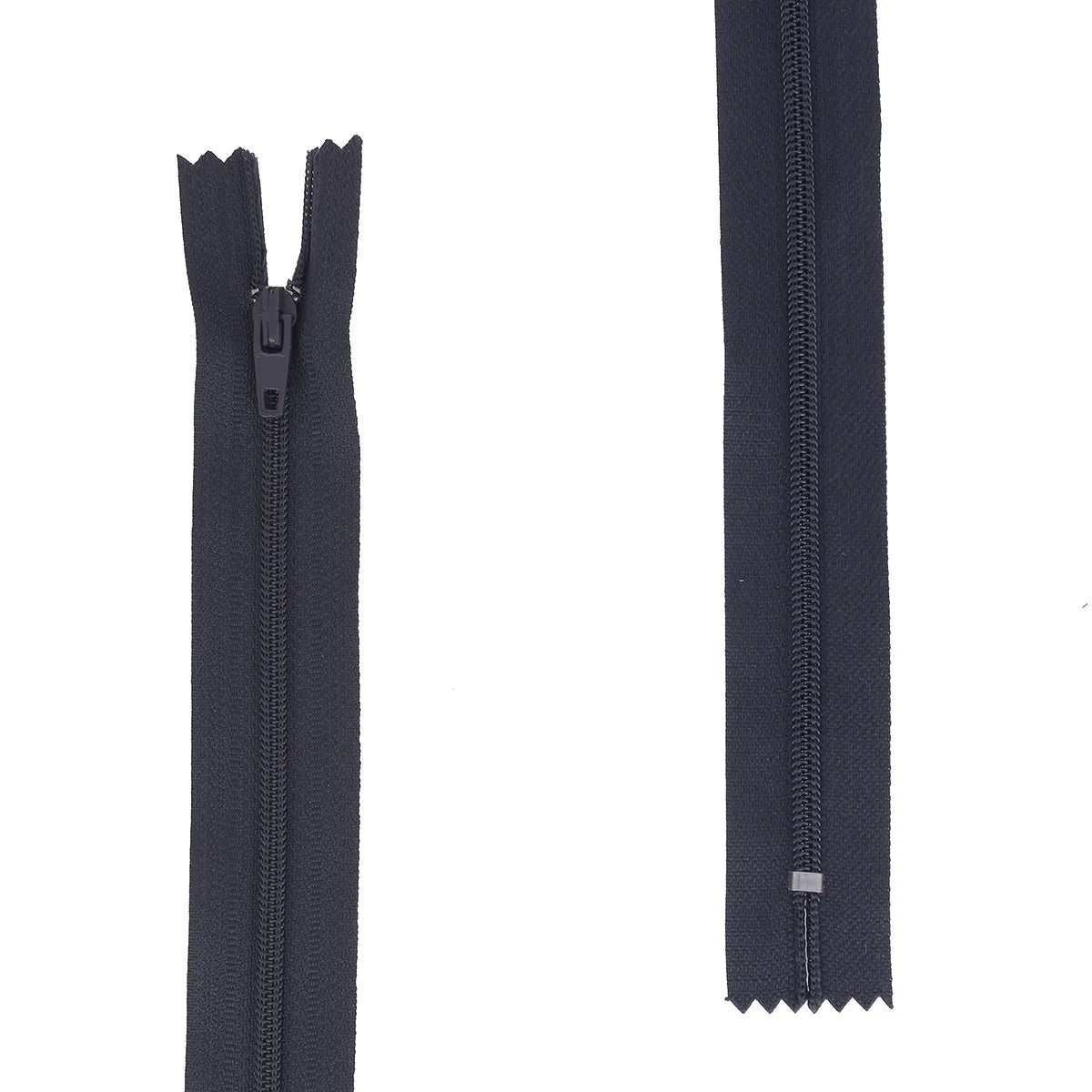 Fermeture éclair en nylon bleu foncé de 4mm d'épaisseur de maille. Fermeture à glissière non-séparable