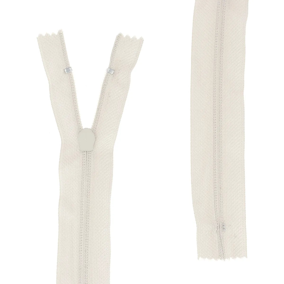Fermeture zippée beige naturel largeur de maille 6 mm, plusieurs longueurs disponibles, fermeture à glissière non-séparable