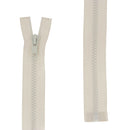 Fermeture éclair séparable en plastique couleur beige naturel. Fermeture à glissière de 6 mm d'épaisseur de maille
