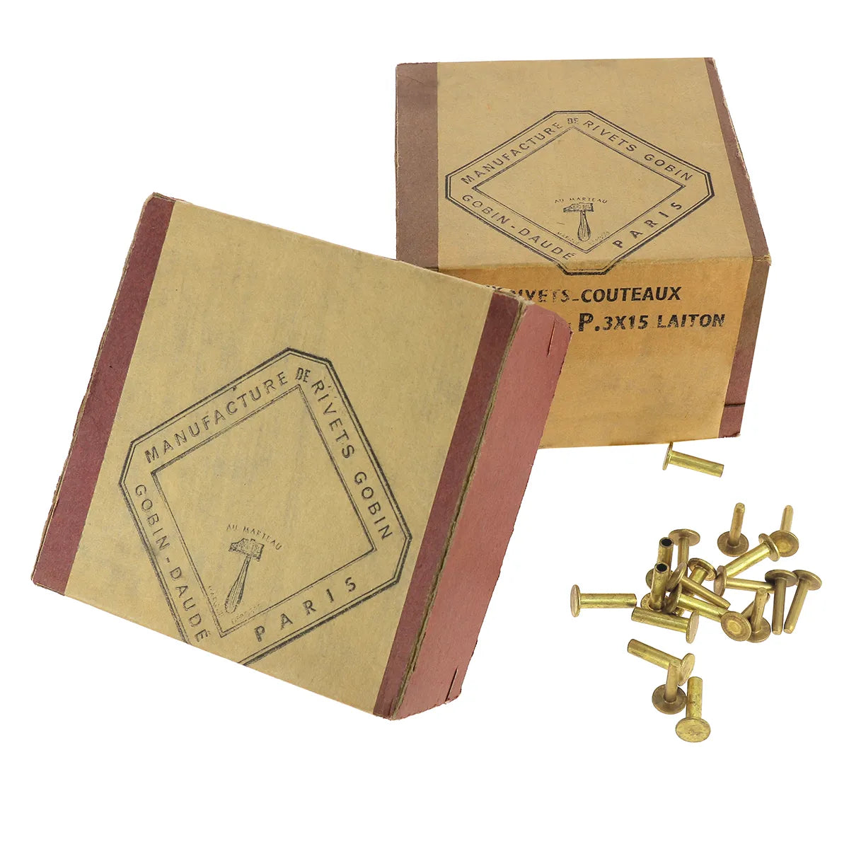 Rivets Gobin Daudé en laiton pour poignée de couteau, diamètre 8mm, plusieurs longueurs disponibles