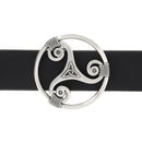 Boucle de ceinturon triskèle en argent vieilli de 40mm, bouclerie de style triskèle pour ceintures, finition vintage.