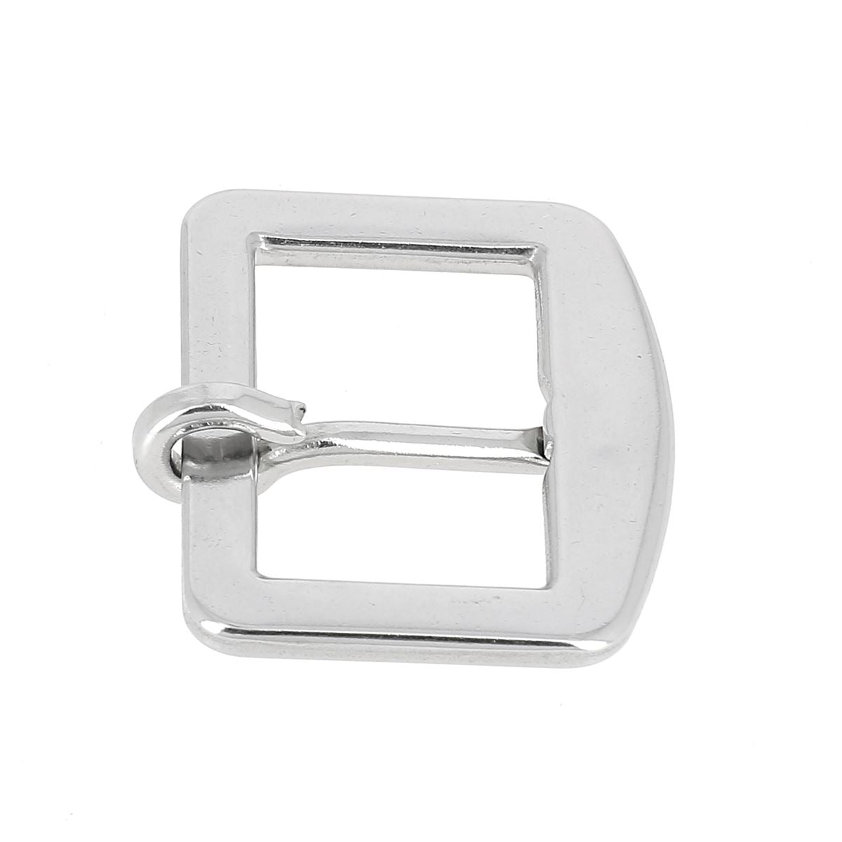 Boucle de bride en inox, pièce de bouclerie pour fixation ou ajustement, vue détaillée sur la boucle en métal inoxydable.