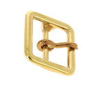 Boucle de ceinture double en laiton de 23mm de la marque Poursin, vue en gros plan sur la boucle en laiton brillante.