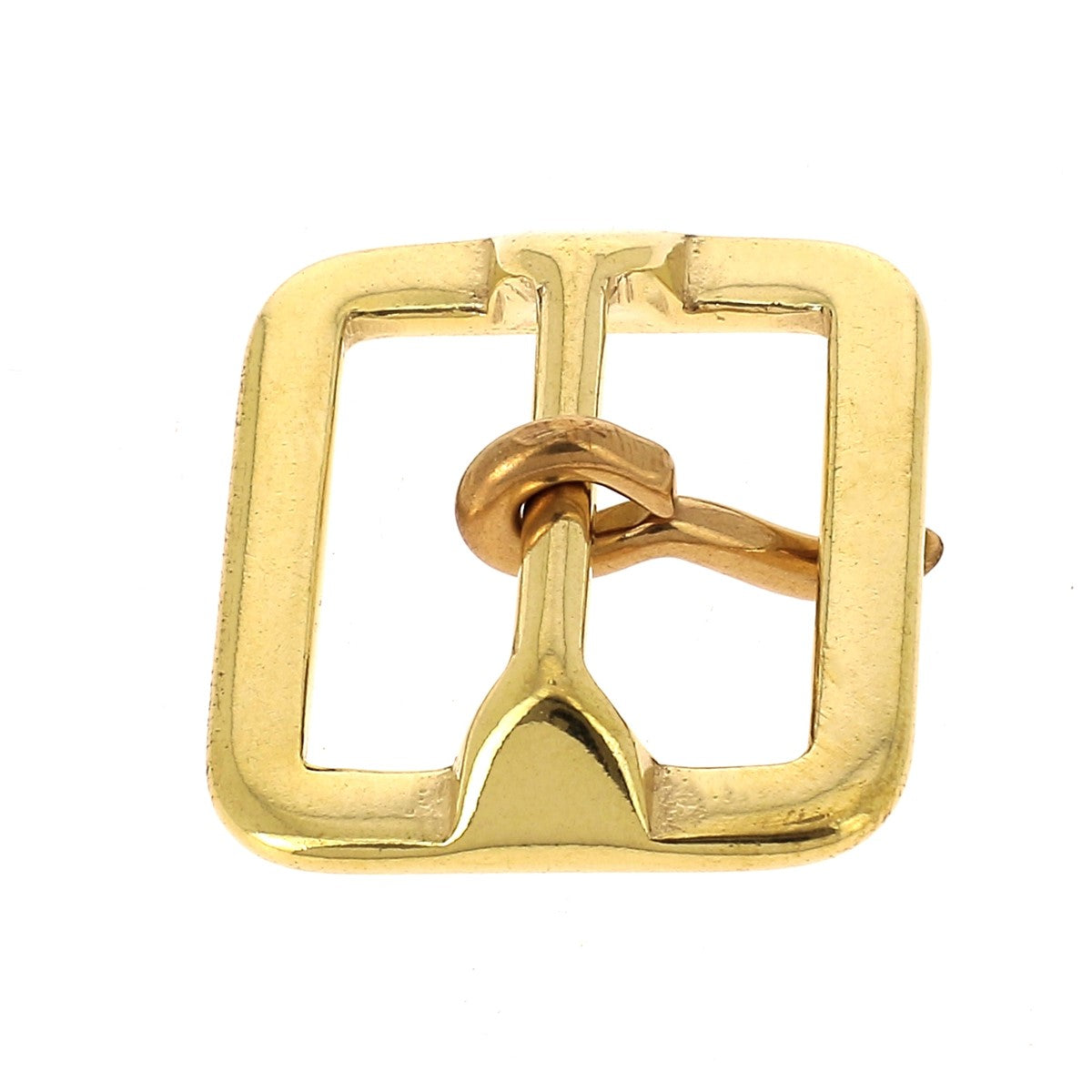 Boucle de ceinture double en laiton de 23mm de la marque Poursin, vue de face avec finition brillante.